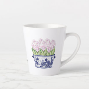 Tasse Latte Jacinthe rose dans un pot en céramique de style ch