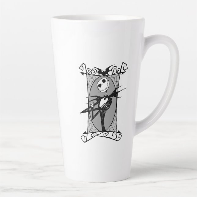 Tasse Latte Jack Skellington | Armoiries encadrées traversées (Droite)