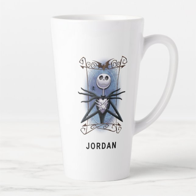 Tasse Latte Jack Skellington| Cadre Web de l'araignée (Droite)