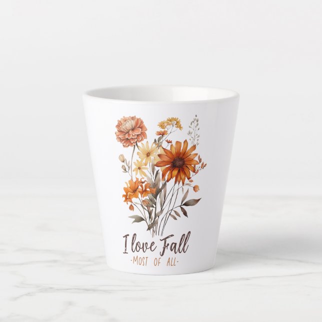 Tasse Latte J'Aime La Chute La Plupart De Tous (Devant)