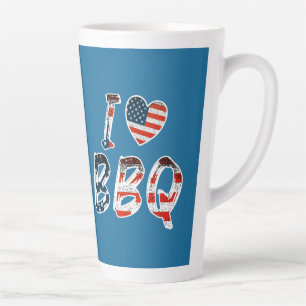 Tasse Latte J'aime le barbecue, patriotique américain