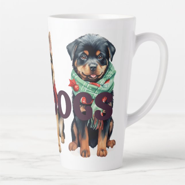 Tasse Latte J'aime les chiens (Droite)