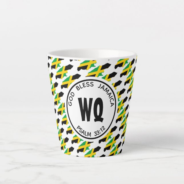 Tasse Latte JAMAICA MAP Patriotique Personnalisable Jamaïque (Devant)