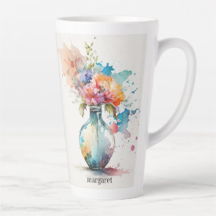 Tasse Latte Jar de fleurs de Bourgogne rose #12