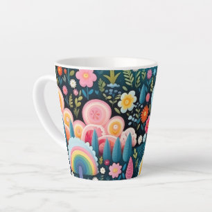 Tasse Latte Jardin Arc-en-Ciel Fantaisiste Motif Floral Fantas