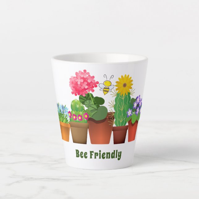 Tasse Latte Jardin aux fleurs de Cute Cactus (Devant)