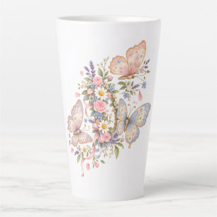 Tasse Latte Jardin d'anniversaire papillon pastel
