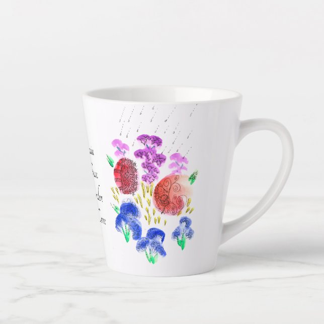 Tasse Latte Jardin de fleurs pluvieuses aux couleurs vives Pet (Droite)