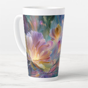 Tasse Latte Jardin floral abstrait et rêveur