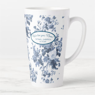 Tasse Latte Jardin Floral Anglais Bleu n Blanc Nana Grandma