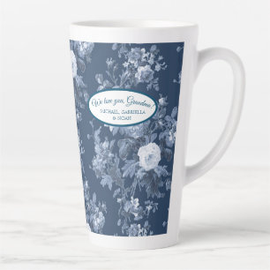Tasse Latte Jardin Floral Anglais Marine Bleu n Grand-mère Bla