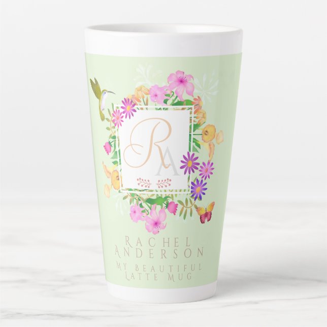 Tasse Latte Jardin Floral Vert Latte (Devant)