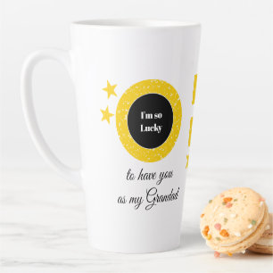 Tasse Latte Jaune blanc si chanceux Grand-père avec photo