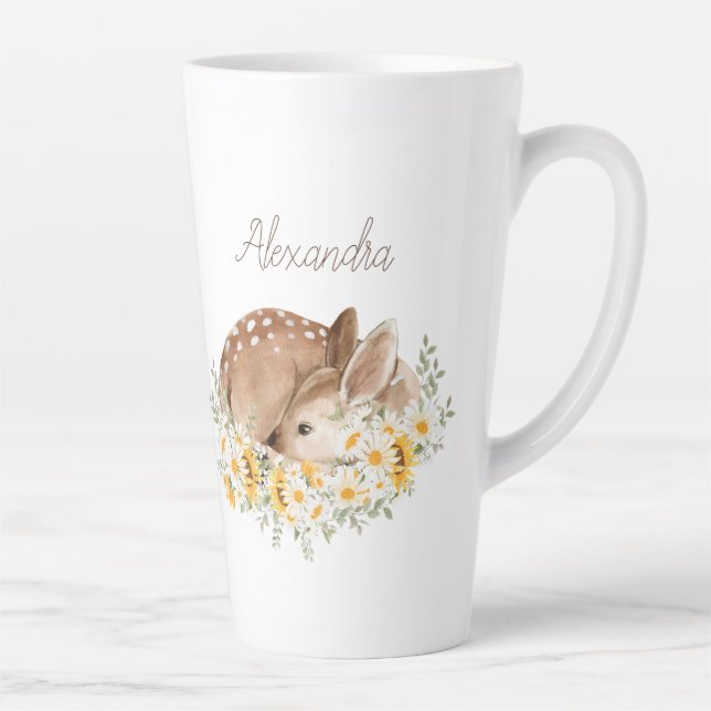 Tasse Latte Jaune Notre Petit Cher Cerf, Fleurs De Soleil Mour (Droite)
