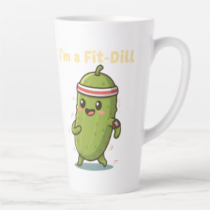 Tasse Latte Je suis un Fit-Dill ! Design de jeu de mots drôle 