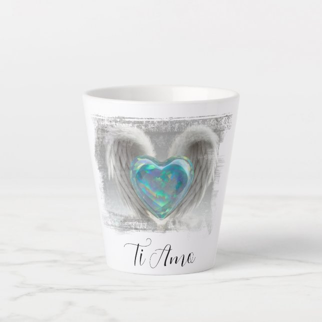 Tasse Latte *~* Je t'aime Coeur OPAL Ailes AP78 Ti Amo (Devant)