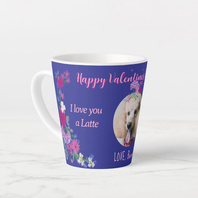 Tasse Latte Je t'aime un dernier Valentin sur mesure du chat (Angle gauche)
