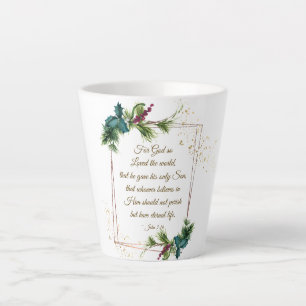 Tasse Latte Jean 3:16 Dieu a tellement aimé le Noël mondial