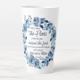 Tasse Latte Jeremiah 29:11 Car je connais les Plans Floral Ble