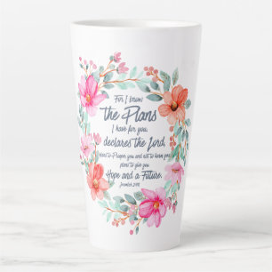 Tasse Latte Jeremiah 29:11 Car je connais les Plans Pink Flora