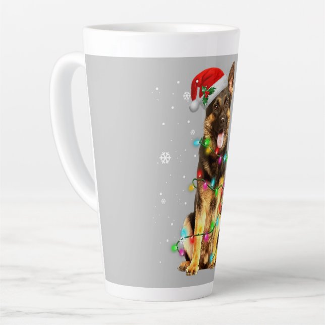 Tasse Latte Jeu de Noël de l'arbre de berger allemand (Angle gauche)