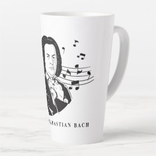 Tasse Latte Johann Sebastian Bach Portrait et buste avec notes