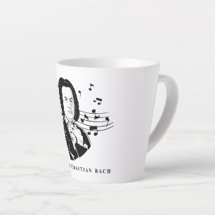 Tasse Latte Johann Sebastian Bach Portrait et buste avec notes