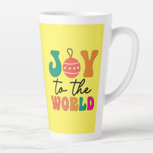 Tasse Latte Joie au monde Typographie de Noël colorée