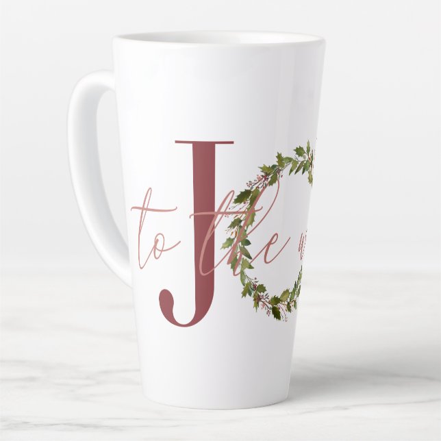 Tasse Latte Joie élégante à la couronne mondiale de Noël (Angle gauche)