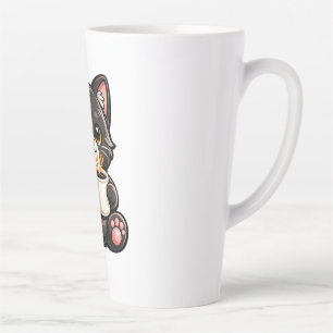 Tasse Latte Joli Chat Noir avec Café