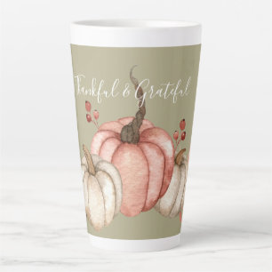 Tasse Latte Joli Citrouilles d'aquarelle sur Sage