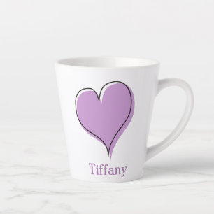 Tasse Latte Joli coeur de Doodle pourpre