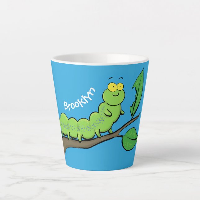 Tasse Latte Joli dessin animé de chenille verte mignonne (Devant)
