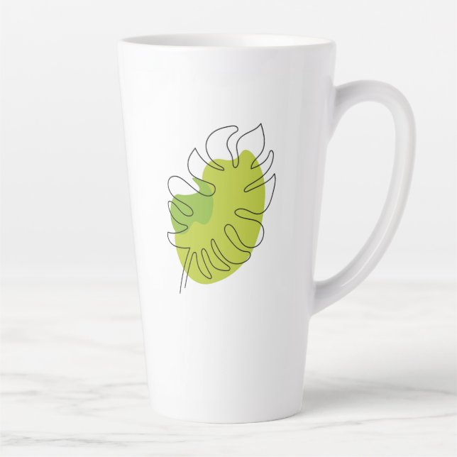 Tasse Latte Joli feuillage isolé tropical à une ligne (Droite)