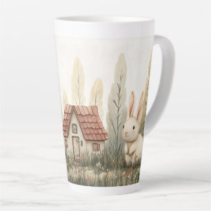 Tasse Latte Joli Lapin, Cottage, Champignons Fairy Tale Art