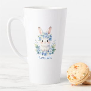 Tasse Latte Joli lapin de Pâques aquarelle avec hydrangea