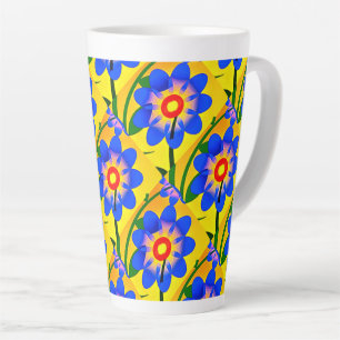 Tasse Latte Joli Motif de fleurs Abstraites