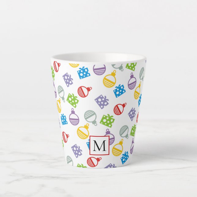 Tasse Latte Joli motif de Noël de boules et cadeaux (Devant)