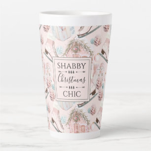 Tasse Latte Joli Motif de Noël rose Chic Shabby