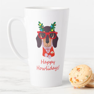 Tasse Latte Joli Noël Joyeux Howlidays Doxie Dachshund Chien