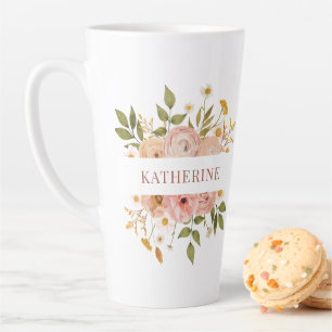 Tasse Latte Joli nom bohème rose Floral