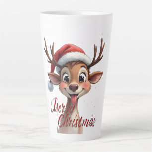 Tasse Latte Joli Renne Souhaitant un Joyeux Noël