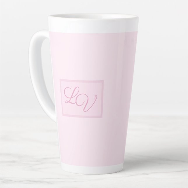 Tasse Latte Joli rose et blanc doux (Angle gauche)