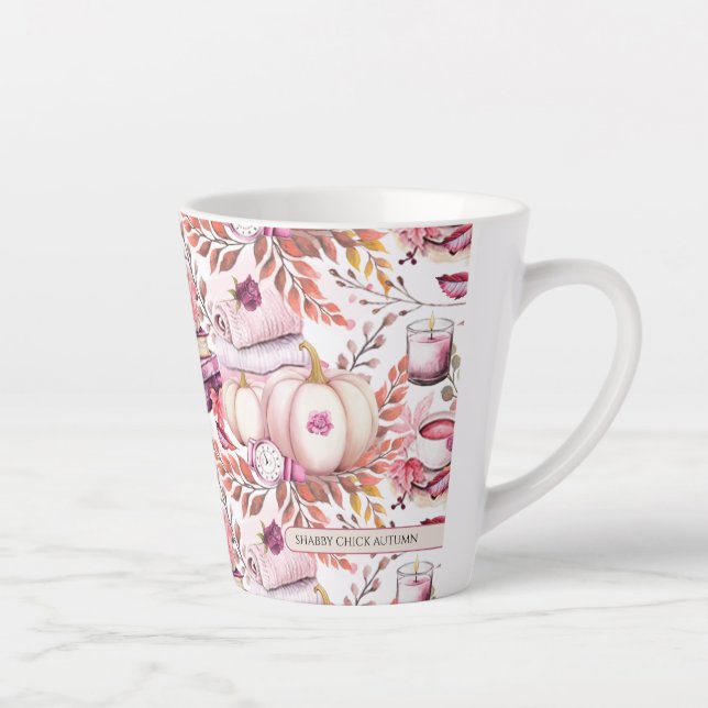 Tasse Latte Joli Shabby Chick Motif d'automne (Droite)