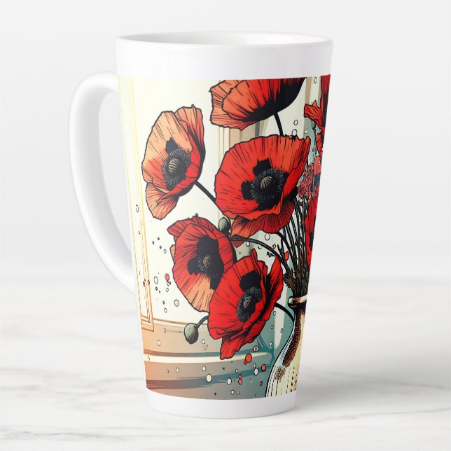 Tasse Latte Joli Vase de Red Poppies (Angle gauche)
