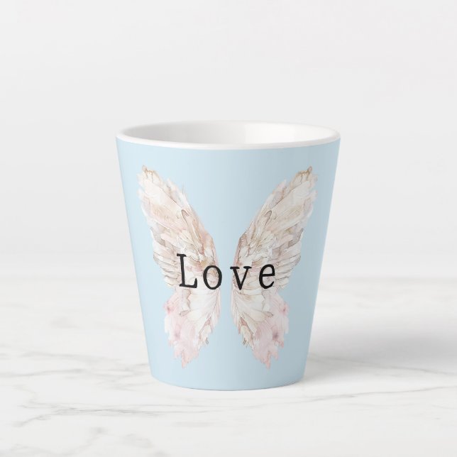 Tasse Latte Jolie ailes papillon rose (Devant)