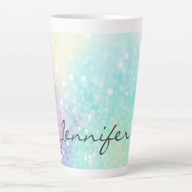 Tasse Latte Jolie Parties scintillant Holographique Iridescent (Devant)