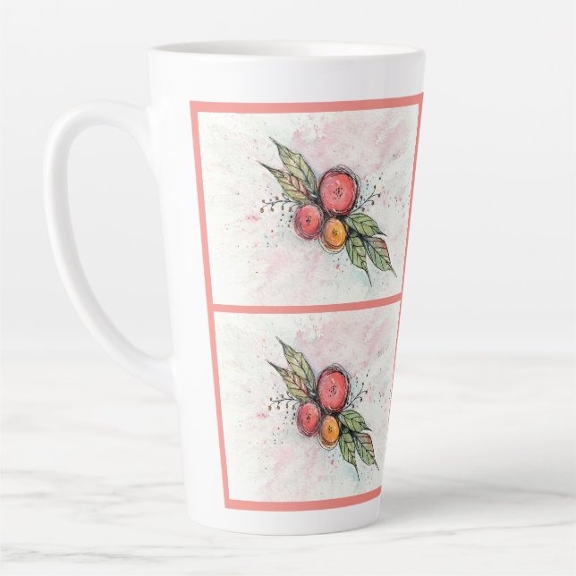 Tasse Latte Jolie pâte en latte de fleur aquarelle pour café o (Gauche)