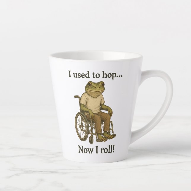 Tasse Latte Jolie petite grenouille dans un fauteuil roulant é (Droite)