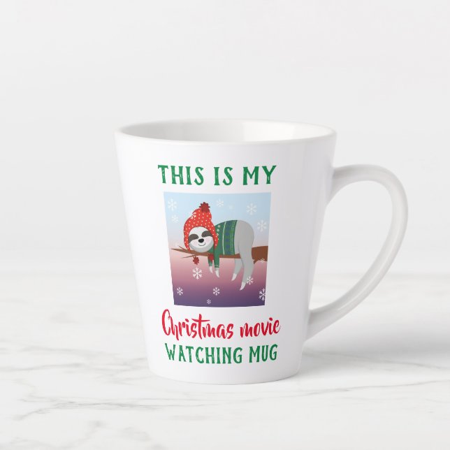 Tasse Latte Jolie Sloth Christmas Regarder (Droite)
